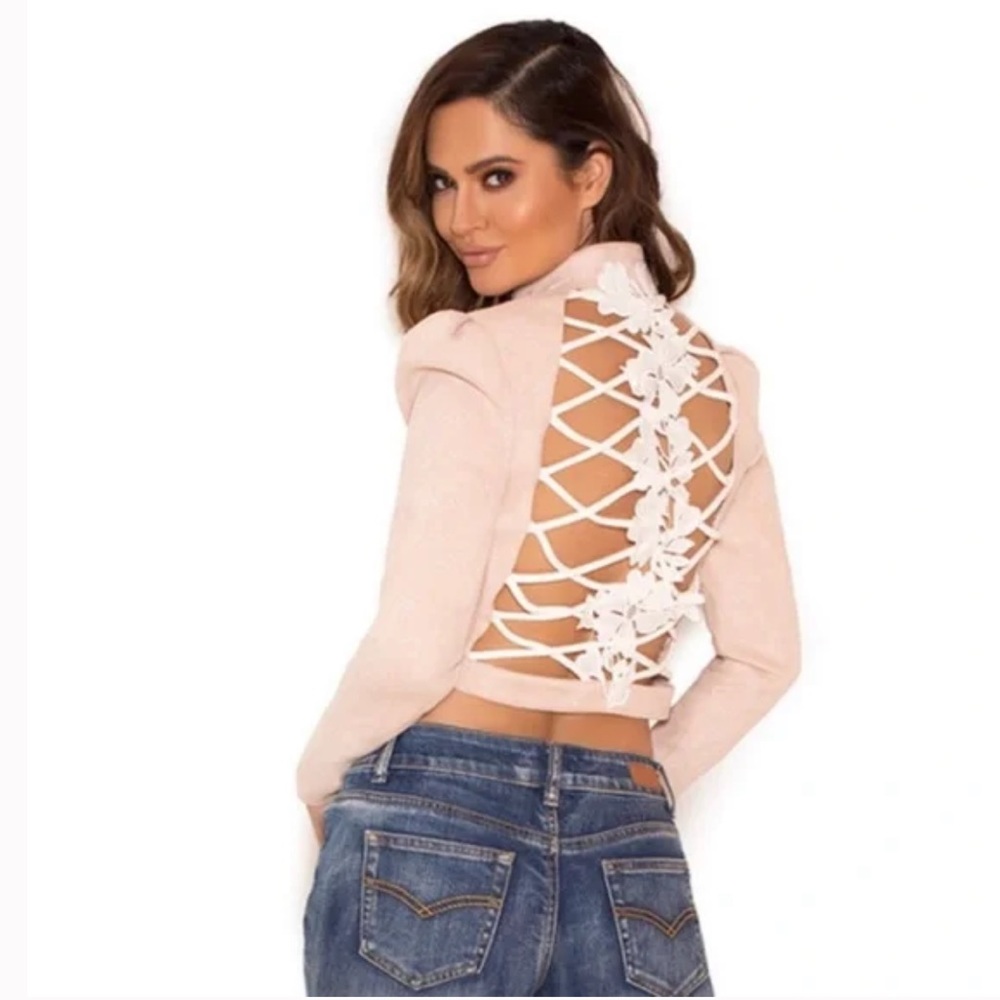 BRAND NEW: House of CB Jacket Dorion Blush Pink Faux Suede